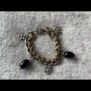 Vintage Bracelet / Leather & Silver
